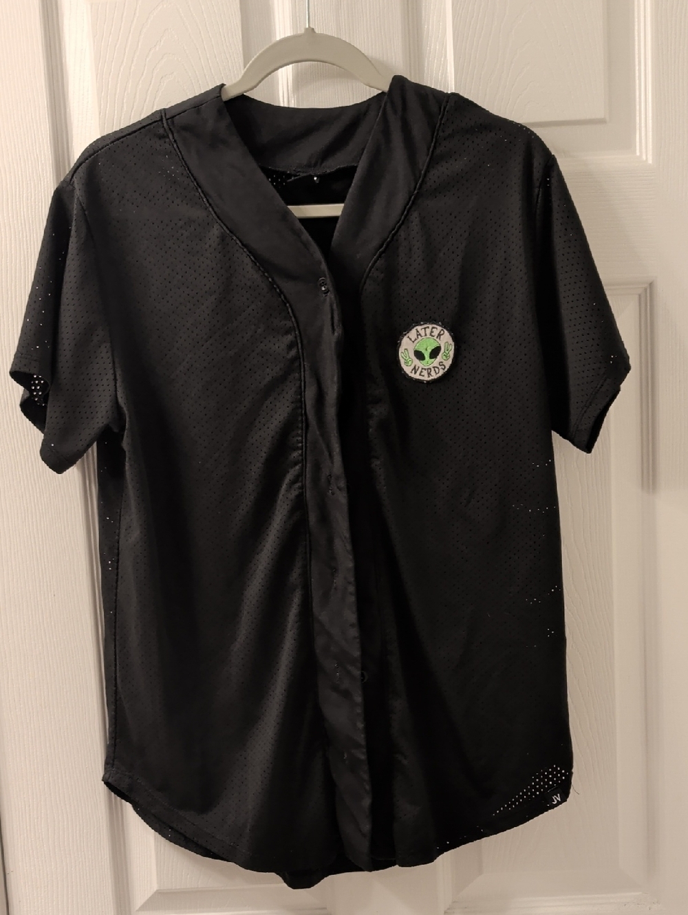 Jac Vanek Black Perforated Button-Up Jersey